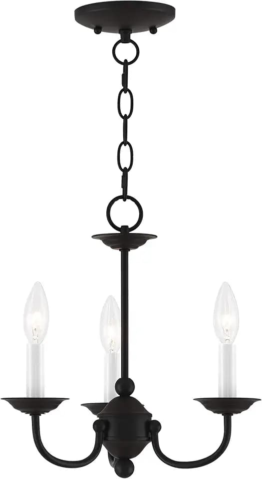 Livex Lighting 4153-04 Home Basics 3 Light Black Mini Chandelier, 14Hx14W
