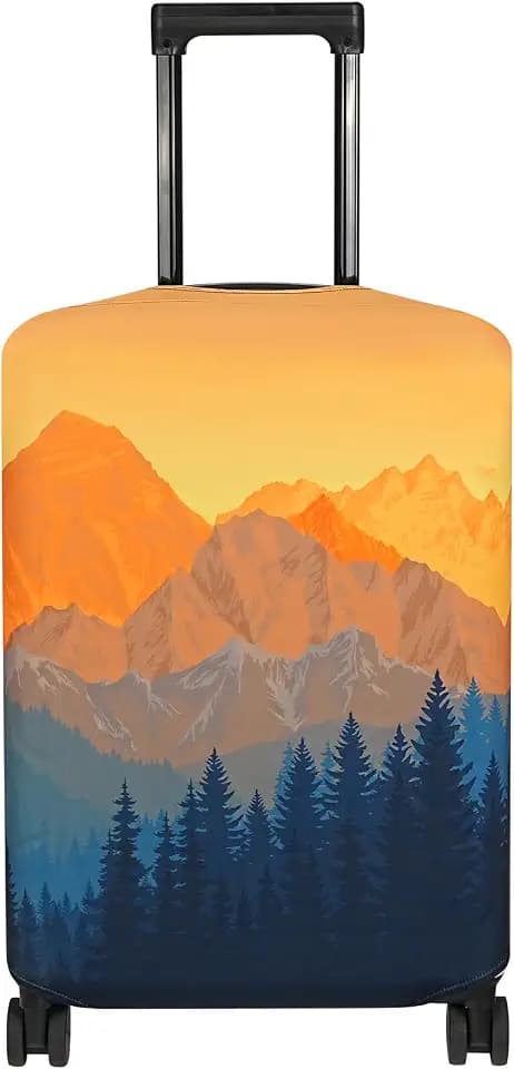 Explore Land Luggage Cover Fits 18-22 inch Case (Amber Mountains, S)