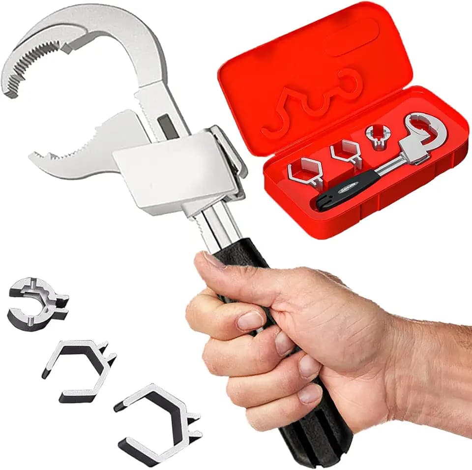 Universal Verstellbarer Doppelendschlüssel - Multifunktionaler Badezimmerschlüssel, Universal-Rohrzange für Ventile/Armaturen/Verbindungsrohre/Duschköpfe, Handwerkzeug für Wasserrohrreparatur &
