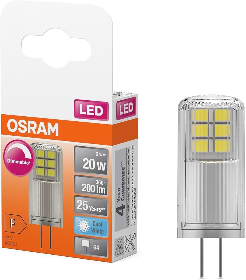 Osram SPECIAL PIN CL 20 LED-Lampe mit Retrofit-Stecksockel G4, dimmbar, Pin-Form, 2W, 200lm, 4000K, kaltweißes Licht, gute Rundumlichtausstrahlung, lange Lebensdauer, 4 Jahre Garantie