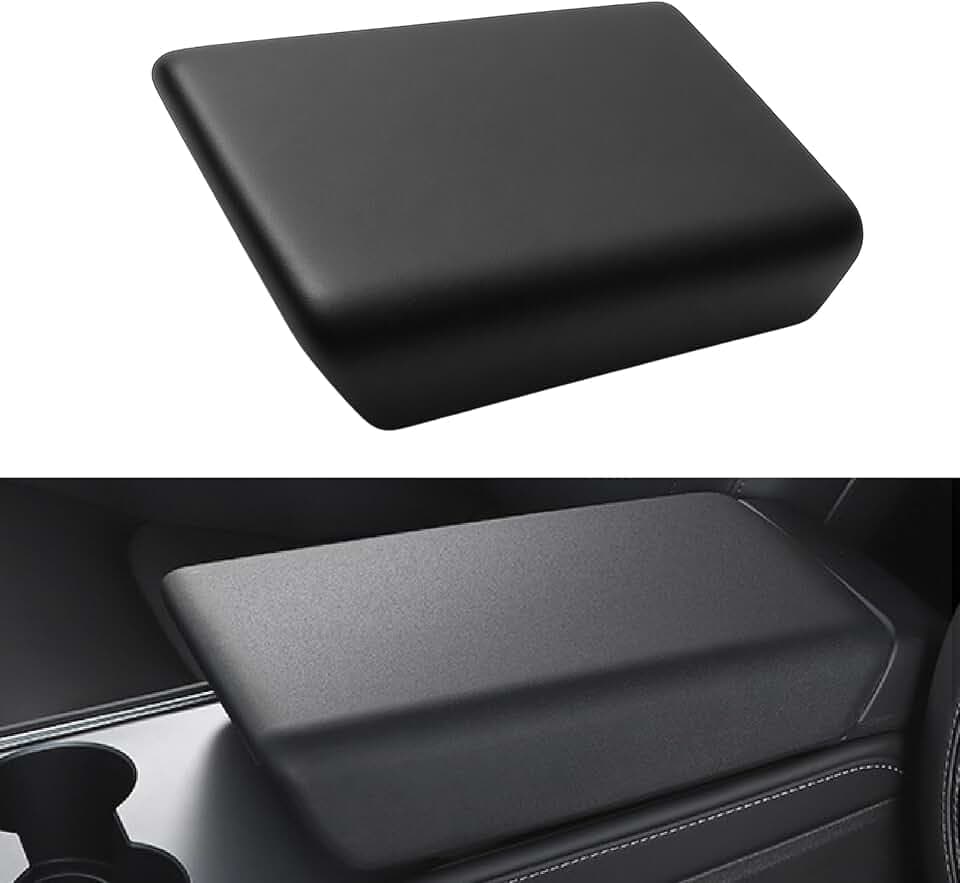 Center Console Armrest Cover for Tesla Model Y Juniper (2025-2027) / Model 3 Highland (2024-2027), Non-Slip & Scratch Resistant Center Console Accessories for Model 3/Y Interior Accessories, Black