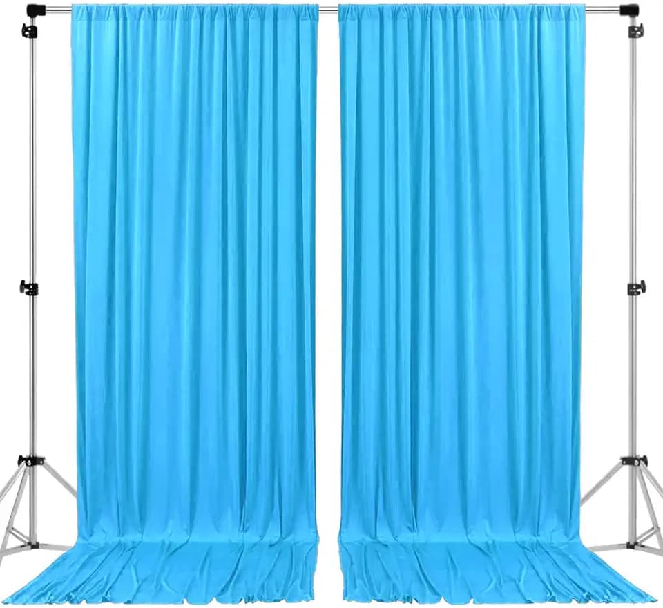 AK TRADING CO. 10 feet x 10 feet Polyester Backdrop Drapes Curtains Panels with Rod Pockets - Wedding Ceremony Party Home Window Decorations - Turquoise
