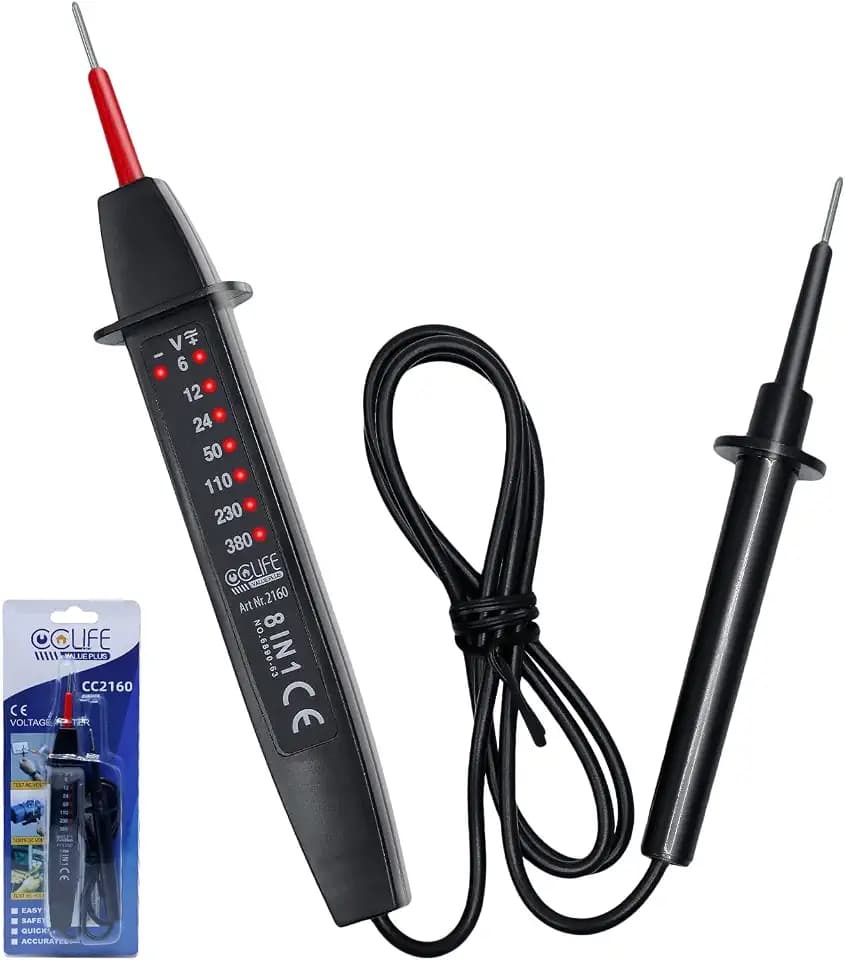 CCLIFE Spannungsprüfer 2-poliger 6–380 V mit LED-Anzeige AC/DC