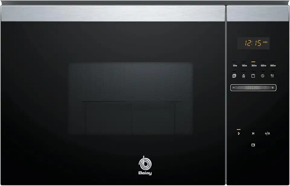 Balay 3CG4172X2 Elektronische Mikrowelle, Einbau ohne Rahmen, 38 cm, 20 l, 5 F, Aqualisis, Ap. links, 8 Rezepte, Drehteller 25,5 cm, mit Grill, schwarzes Glas/Edelstahl, 2022