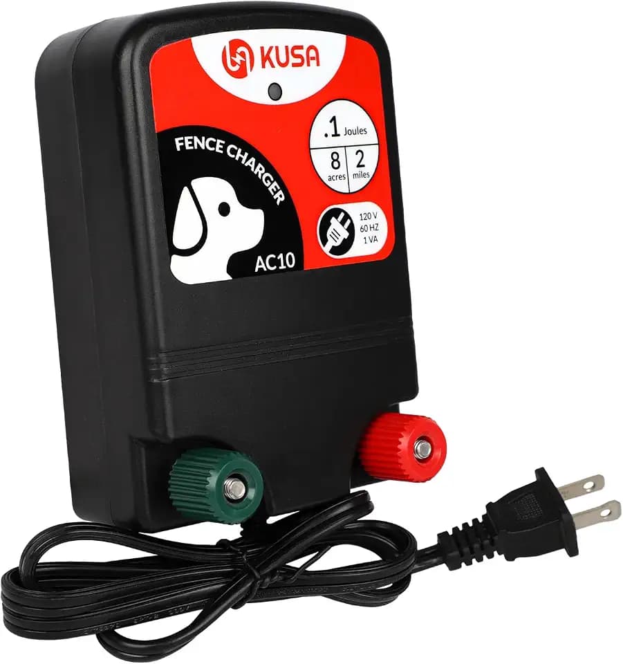 Electric Fence, 2-Mile/ 8 Acres Electric Fence Charger for Preventing to Prevent Bears, Raccoons, Skunks Intruding, Electric Fence Energizer Output Voltage 5000 v 0.12 Joule