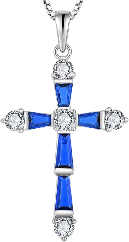 STARCHENIE Cross Necklace for Women 925 Sterling Silver Crucifix Pendant Birthstone Jewelry
