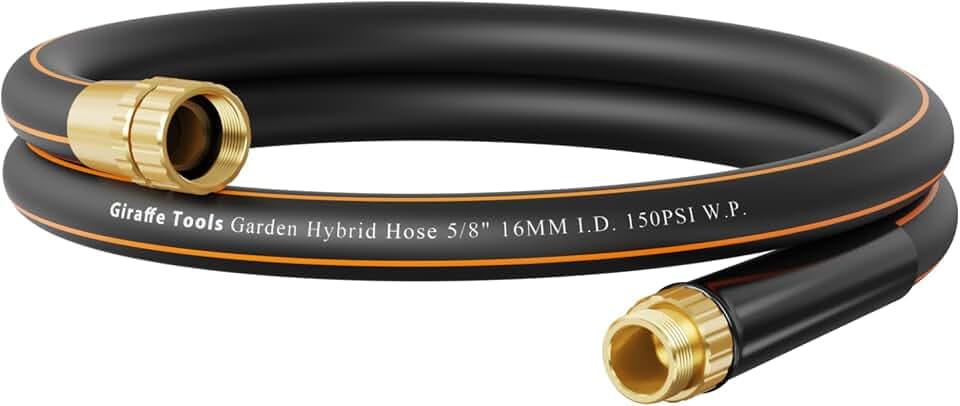 Giraffe Tools Garden Hose 6ft x 5/8'', Short Water Hose Heavy Duty, Lightweight, Flexible Hybrid Hose, Male to Female Fittings