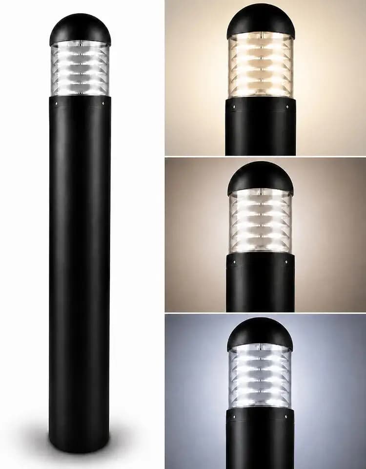 Bollard Light 40", 120-277V, 20W, 3CCT 3000-5000 Kelvin, Louvered Dome