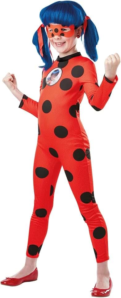 Rubie's Offizielles Miraculous Ladybug Deluxe Kinderkostüm und Augenmaske, Superheld, Kindergröße 9–10 Jahre