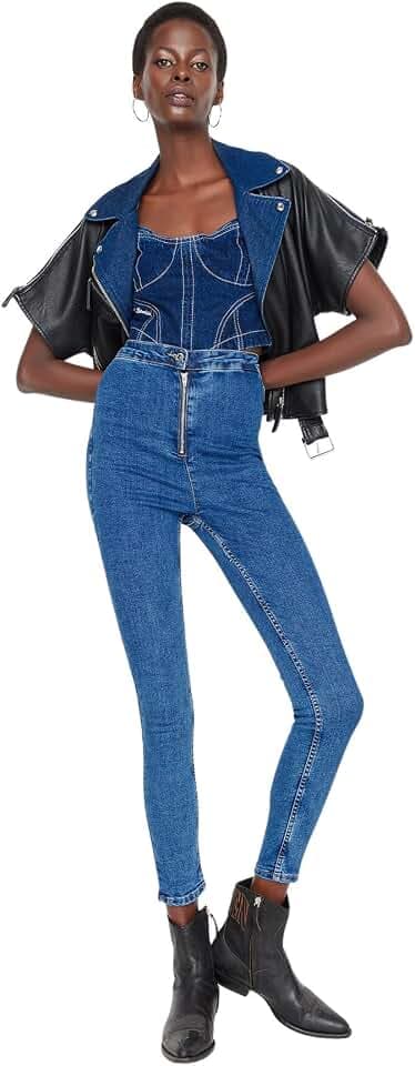 TRENDYOL Damen Jeans Herren Hoher Bund Skinny Jeans