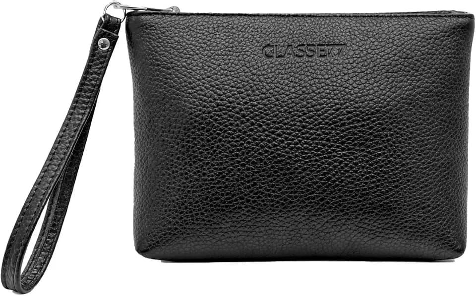 Handtasche aus weichem Echtleder – kleine Clutch mit Handgelenkschlaufe, für Damen oder Herren, praktisch und elegant, handgefertigt, hergestellt in Italien