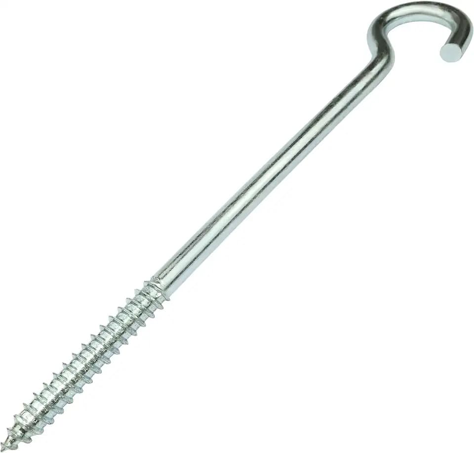 AERZETIX C58005 Satz von 5 Schraubhaken gebogen zum einschrauben Ø10x180 mm in form C offener haken mit selbstschneidend schraube aus verzinktem stahl farbe silber