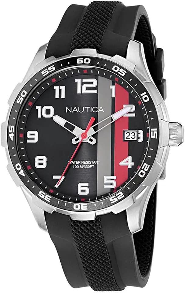 Nautica NST Men's Black Silicone Strap Watch (Model: NAPNSS607)