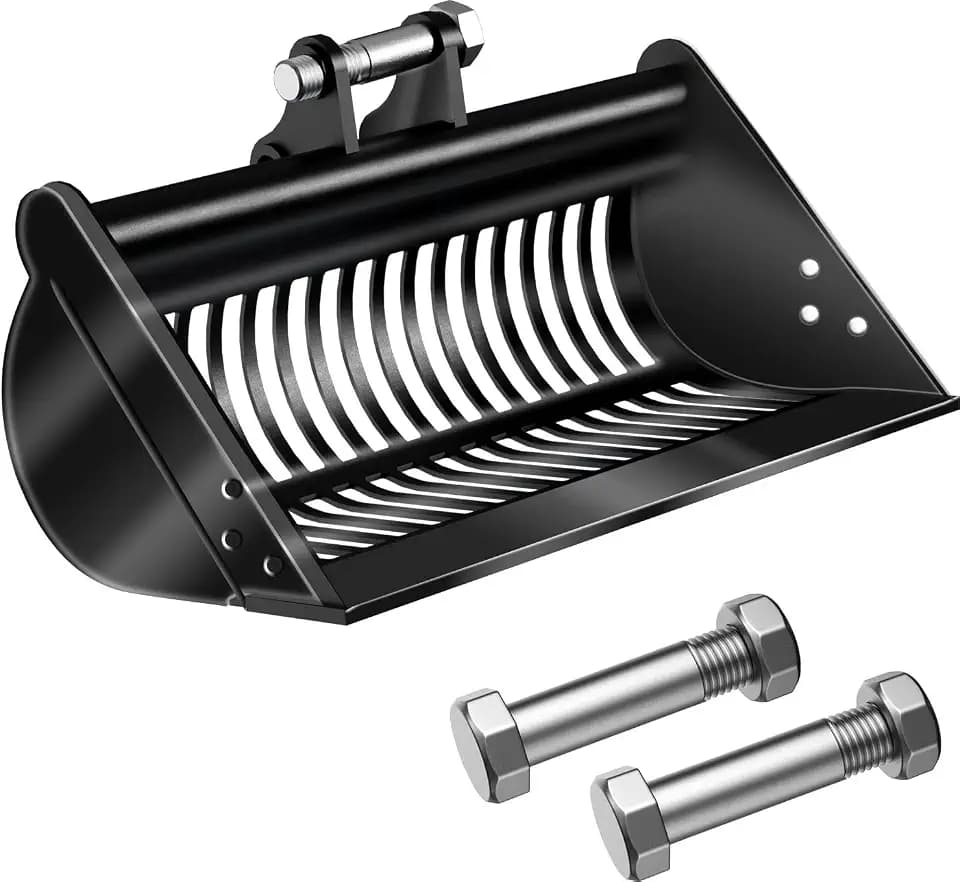 Upgraded Mini Excavator Screening Bucket, 23.6''/600 mm Heavy Duty Alloy Steel Soil Sieving Attachment w/Pins, for Soil Sieving,Material Filtering