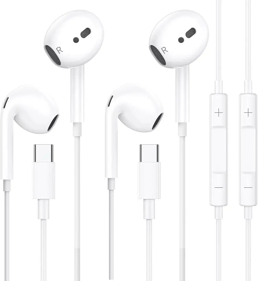 iPhone17 16 15 Kopfhörer mit Kabel 2Pack, USB C Kabelkopfhörer für iPhone 15 16 17 Plus/Pro/Max/Air, In Ear Ohrhörer HiFi Stereo mit Mikrofon USBC Kopfhörer für iPad/Samsung S26 S25 S24 A56/Google usw