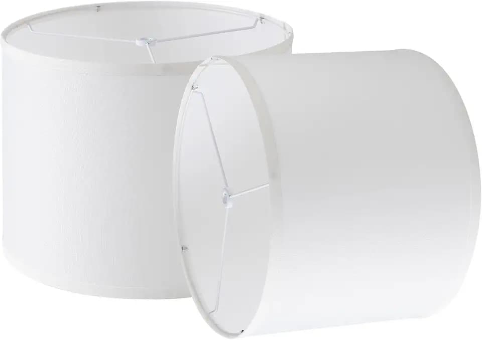 Lamp Shades Set of 2, 12"x12"x10" Large White Linen Drum Lampshade for Table Lamps Floor Lamp, Natural Linen Fabric Replacement Lamp Shade, Hand Crafted Medium Lampshade, Easy Assembly