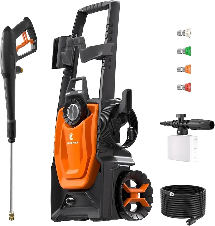Giraffe Tools Pressure Washer, Max 2400 PSI, 2.3 GPM Electric Power Washer with 4 Quick-Connect Nozzles, Foam Cannon for Cars/Patios/Driveways/Fences, 20 ft