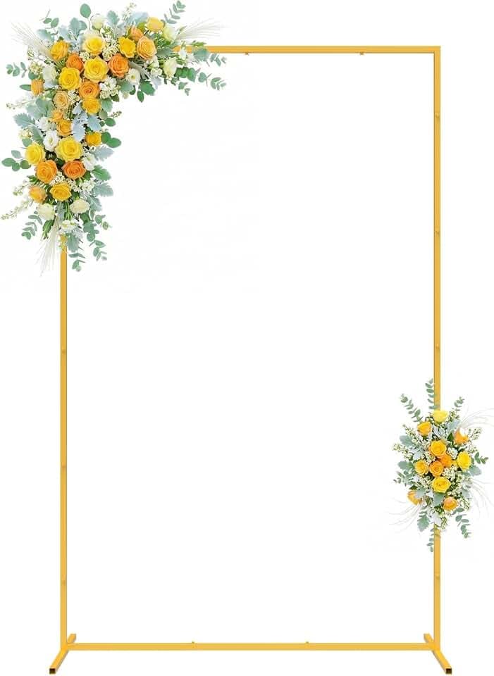 Wokceer Square Backdrop Stand Gold Metal Wedding Arch Stand 6.6FT x 4FT