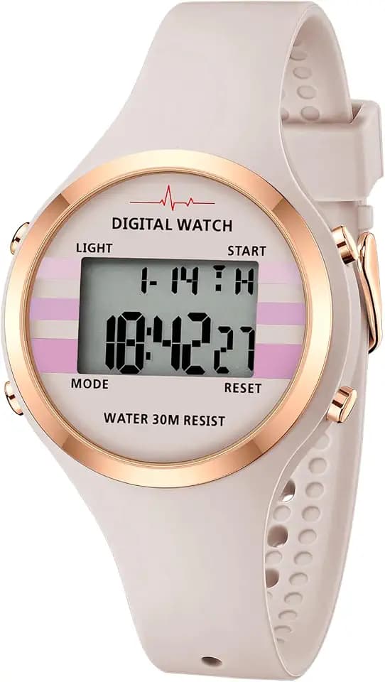 BOFAN Waterproof Sports Women's Digital Watch Chronograph Silicone Strap Watch