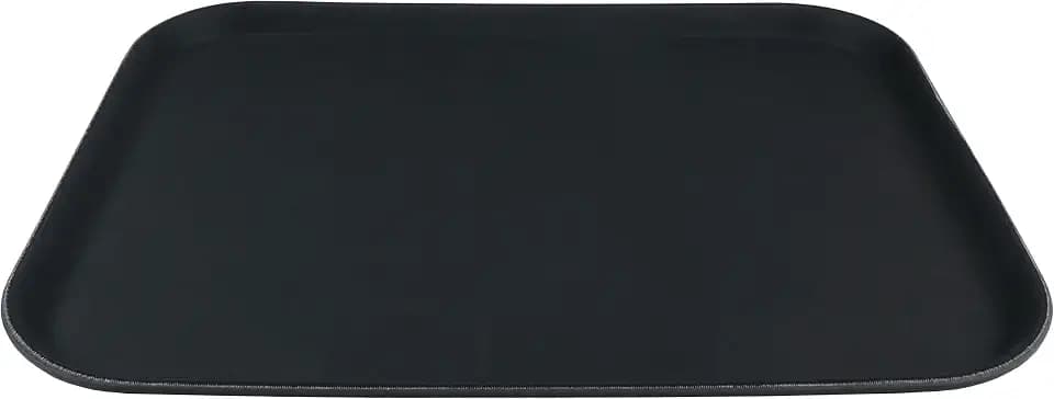 Grunwerg Super Plastic Serviertablett rutschfest, 40 × 30 cm | Schwarz, gummierte Oberfläche, rechteckig, ideal zum sicheren Servieren von Speisen und Getränken
