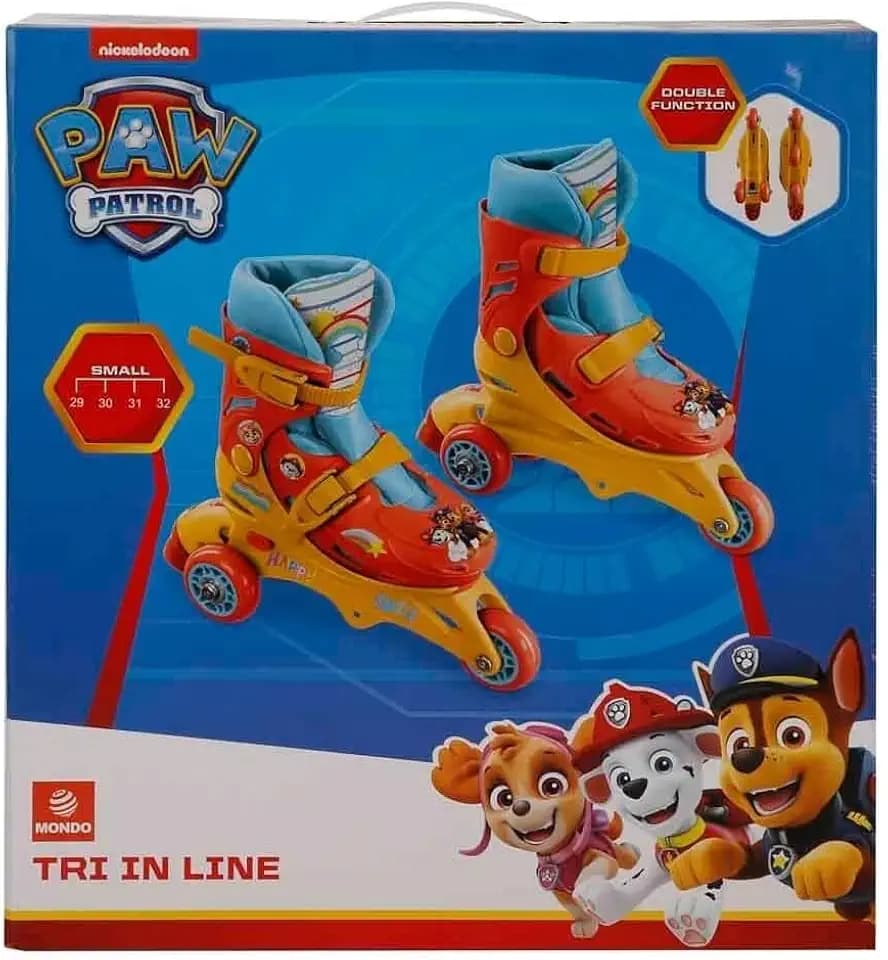 Mondo Toys – Paw Patrol – 3 In-Line Skates – verstellbare Doppelfunktion – PVC-Räder – Roller für Jungen / Mädchen – Größe S / Gr. 29/32 – 28313
