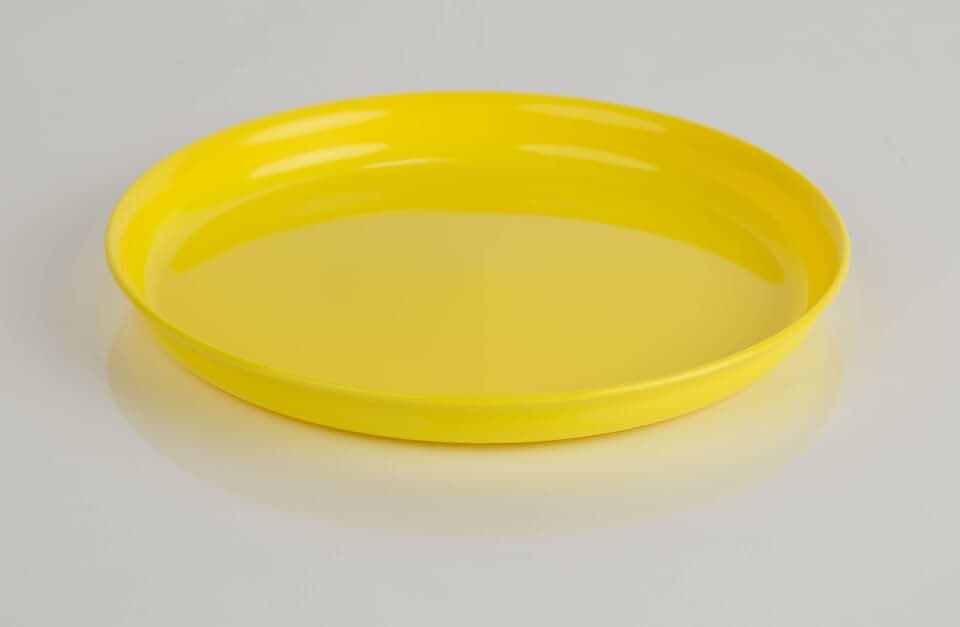 Teller Ø 18 cm Speiseteller für Camping, Picknick, Outdoor , aus Kunststoff, Mehrweggeschirr, Farbe gelb