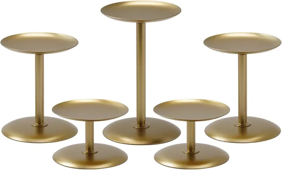 Homemory Fall Halloween Table Decor, Gold Metal Candle Holders Set of 5