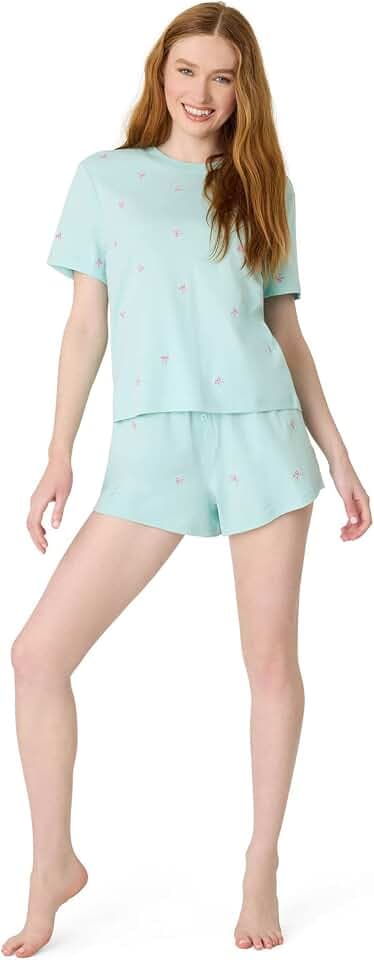 PJ Salvage Women's Pretty Punch Short-sleeve Tee Shirt and Shorts Bottom 2-piece Pajama Set