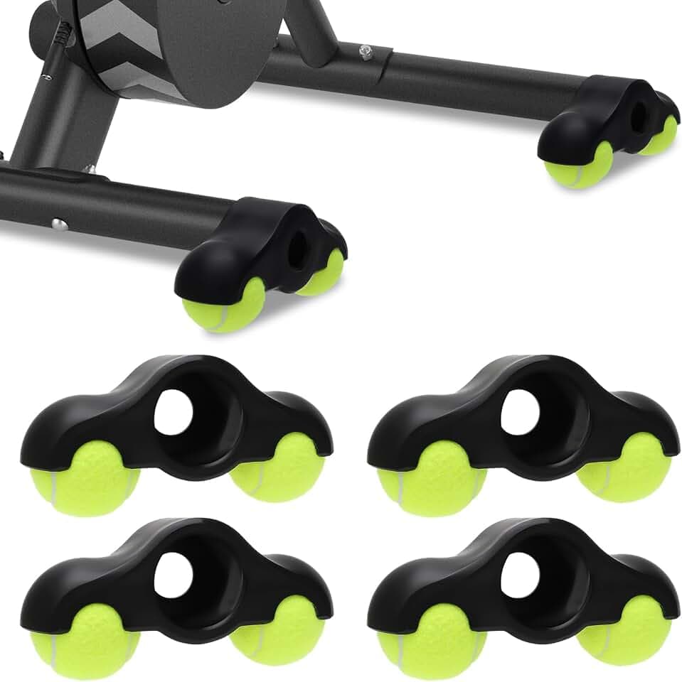 4 Stück Rocker Plate Feet, Indoor Cycling Snap Rocker Feet Adapter mit 8 Tennisbällen, Radsport-Schnappfüße Adapter, Indoor Cycling Tennisbälle Fußadapter für Wahoo Kickr Core Rollentrainer