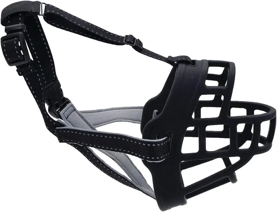 Coastal Pet Soft Basket Muzzle - Custom-Fit for Comfort - Indoor & Outdoor Dog Accessory - Adjustable Strap - Flexible Silicone - Allows Panting & Drinking - Black, 05