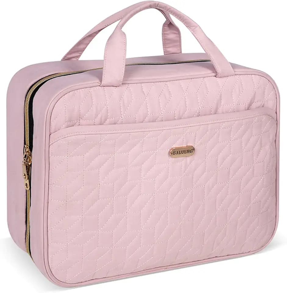 BALULHG Toiletry Bag for Women, Travel Toiletry Bag with Hanging Hook Makeup Organizer, Waterproof Large Capacity Travel Bag for Accessories, Shampoo, Full Sized Container, Toiletries,Pink