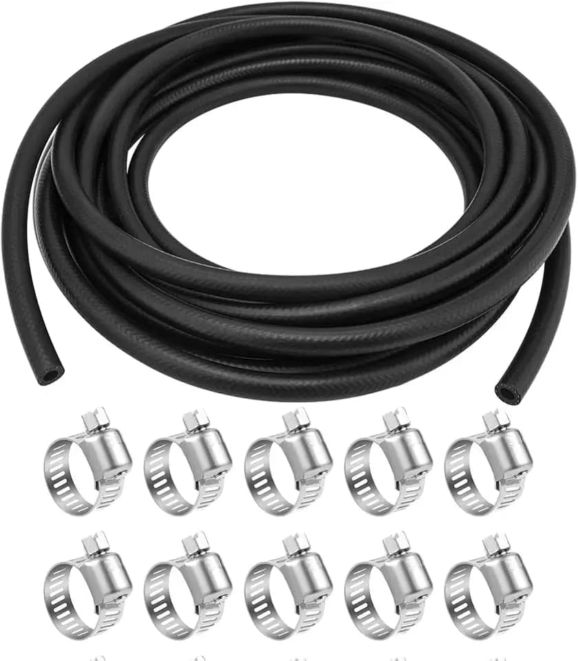 5/8 Transmission Hose Fuel Line High-Pressure Transmission Cooler Injection Hose with 10 Clamps For Gas, Diesel, Bio-diesel Fuel, Engine Oil, Hydraulic - 5 Feet