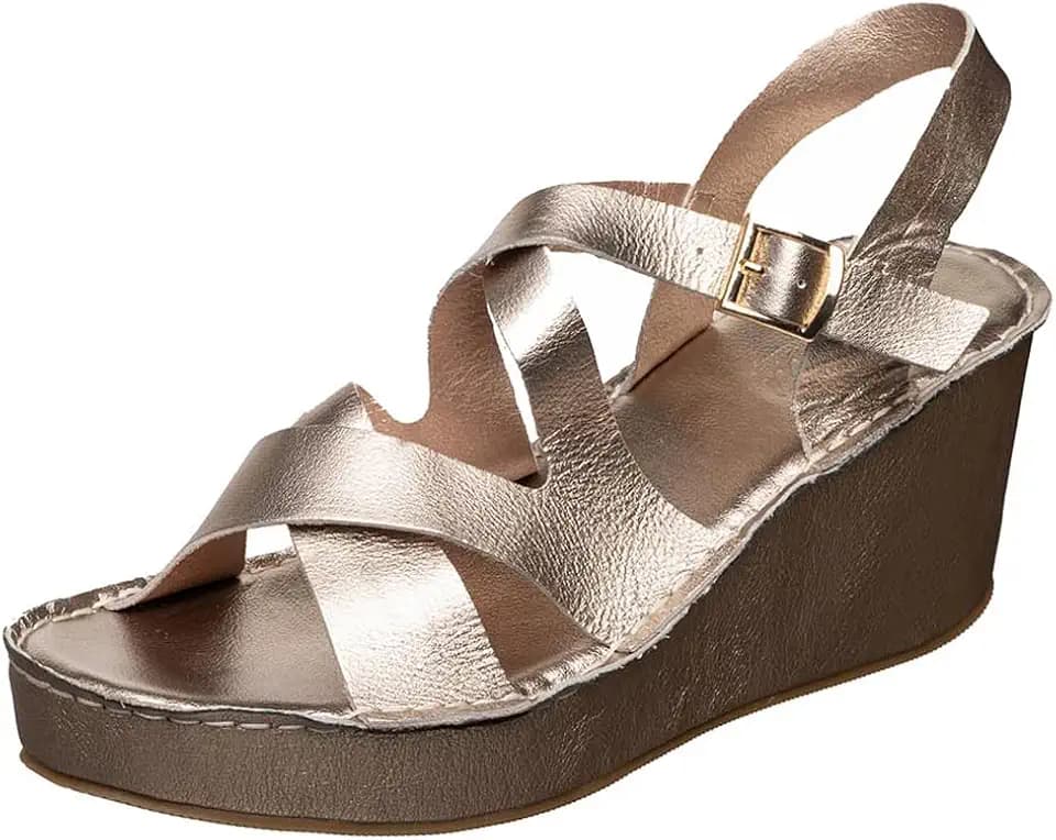 Antelope Women's Sari 40 Champagne Leather Wedge Sandals