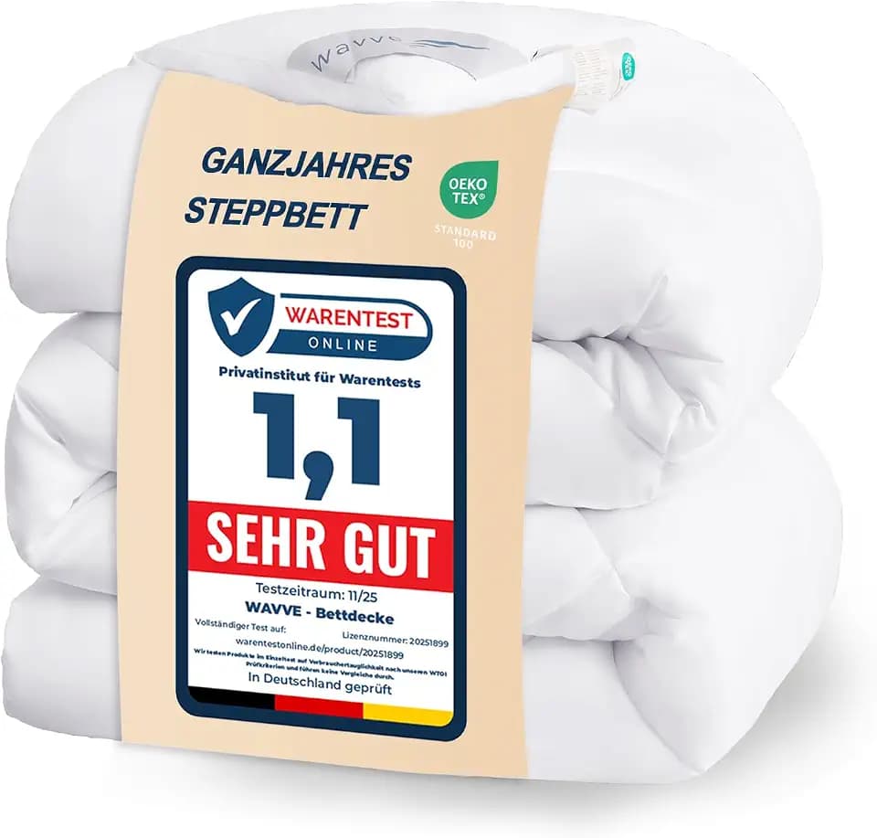 WAVVE 4 Jahreszeiten Bettdecke 155x220 Ohne Bezug Steppdecke 300gsm Mikrofaser 155x220cm, Super Weiche Decke Zudecke Schlafdecke Atmungsaktive 155 x 220 Weiß