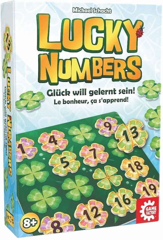Game Factory 646307 Lucky Numbers, Legespiel für Erwachsene und Kinder ab 8 Jahren, Familienspiel, für 1-4 Spieler, Weiß