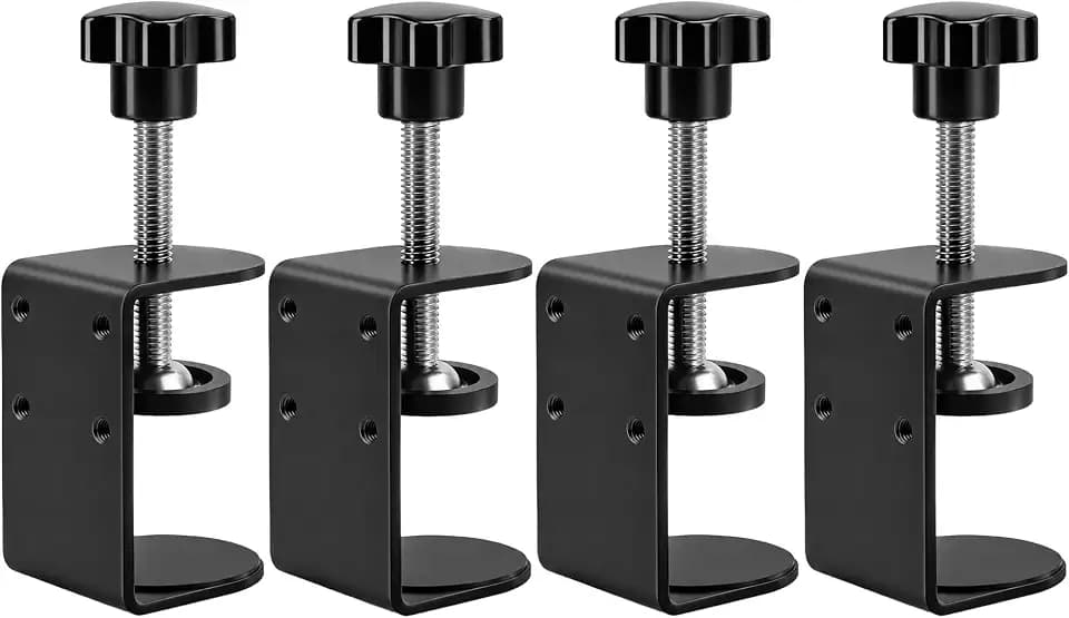 kleine C-Klemmen, 5,1 cm, mit 4 Löchern auf der Rückseite, 4 Stück, verstellbare Schreibtisch-C-Klemme für 1 cm bis 5,1 cm, vielseitige Klemme für Bremse und Montage