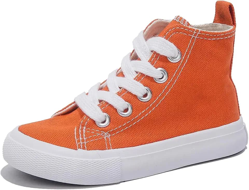 Toddler High‑Top Canvas Sneakers, Lace‑Up Casual Shoes for Boys Girls