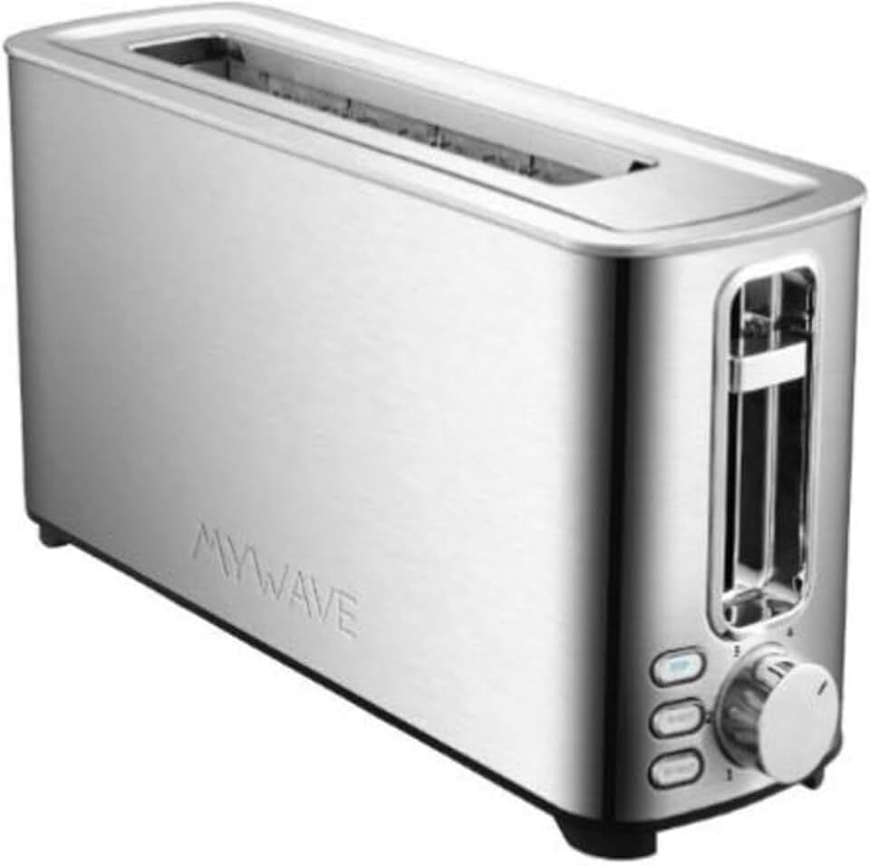 MYWAVE Mwemtos-Il Ceylan 1 Langschlitz Toaster für 2 Scheiben, Stainless Steel, grau