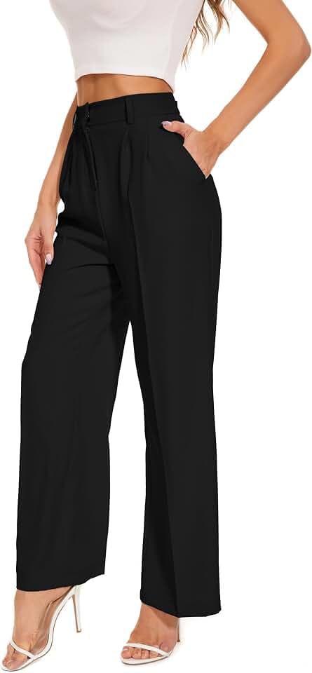 FUNYYZO Wide Leg Dress Pants for Women Work Slacks Business Casual Outfits