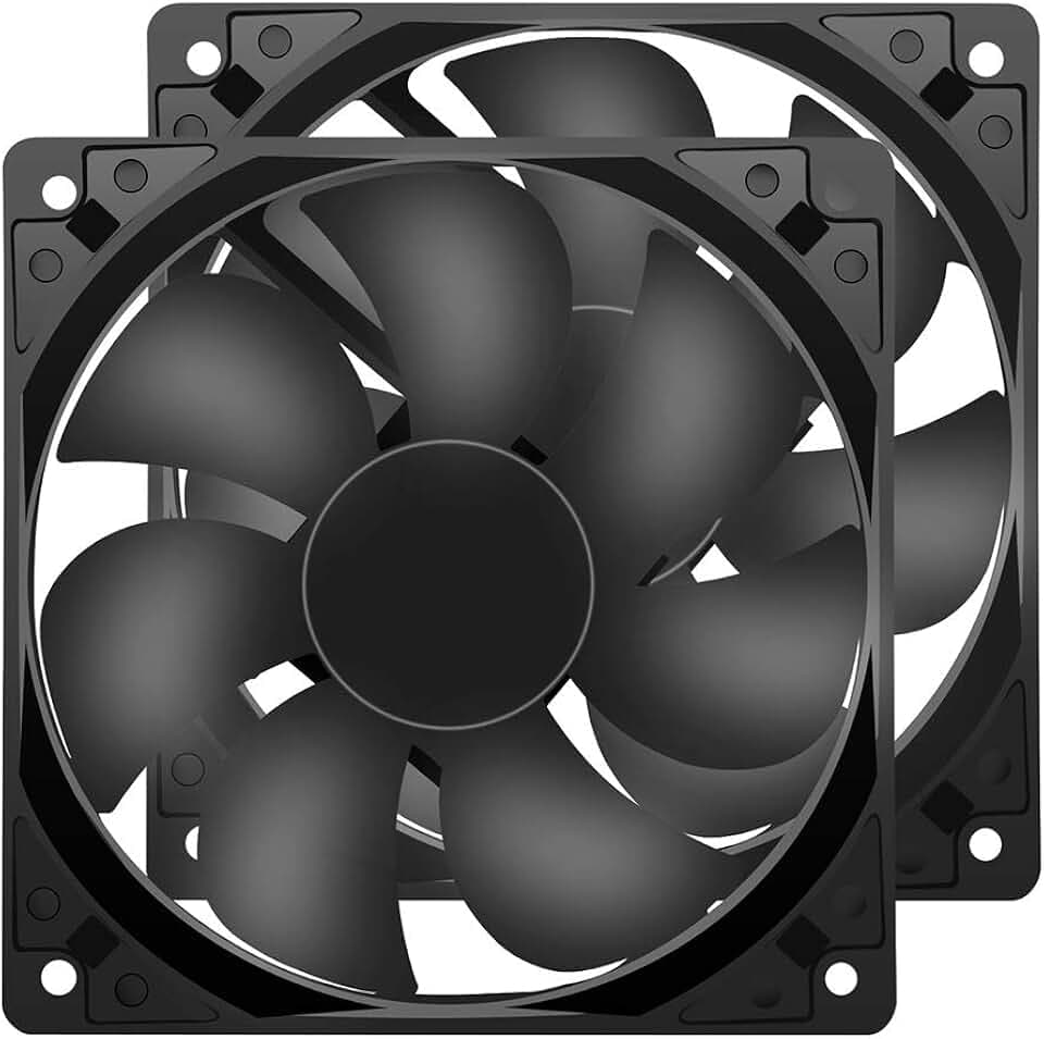 12V DC 120mm 120x120x25mm Cooling Fan 2Pin 2Wire 1600RPM 2-Pack