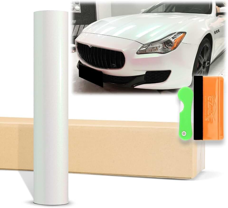 12"x60" (1FTx5FT) Aurora White Galaxy Dust Gloss Chameleon Metallic Color Shift Color Change Vinyl Wrap Auto Sticker Decal Film Sheet Bubble Free Air Release Technology with Tool Kit