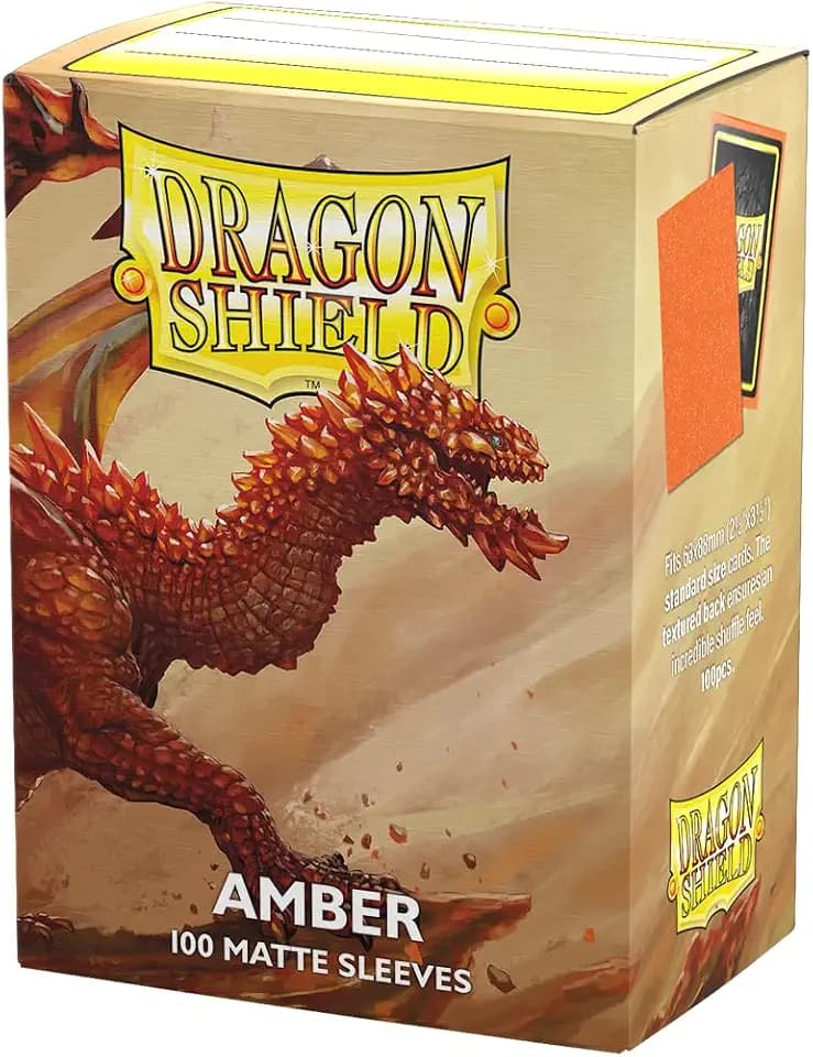 Dragon Shield | Standard Size Card Matte Sleeves | 100 CT - Smooth & Tough Premium TCG Sleeves | Compatible with Pokemon, Flesh & Blood, One Piece & Magic the Gathering | Amber