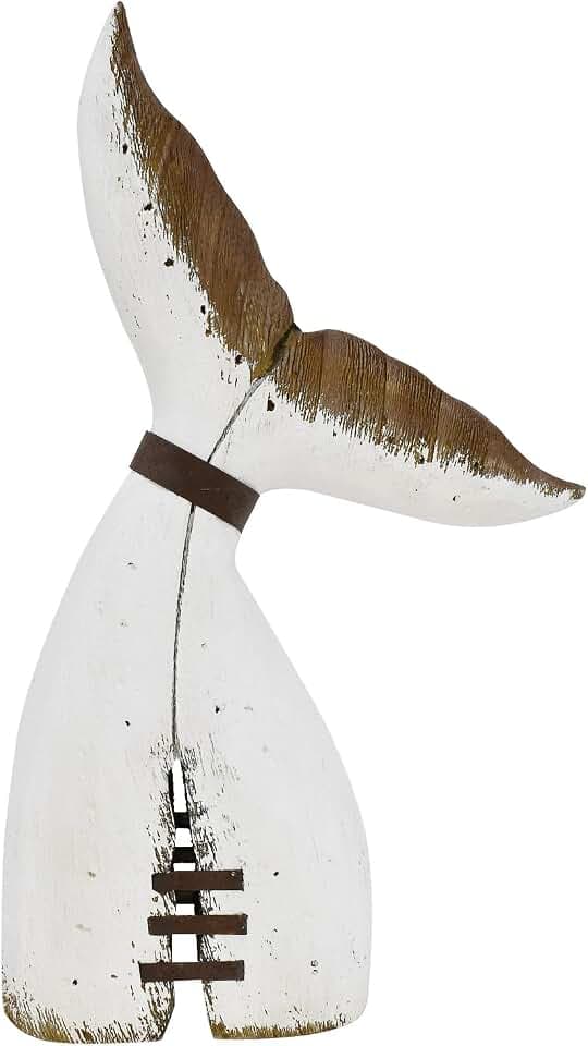 Nautical Home Decor Wood Whale Tail Tabletop Statue Decorative Sculpture