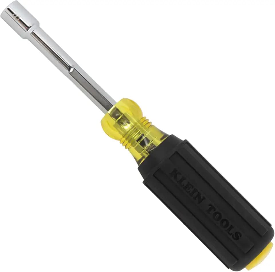 Klein Tools 65408MAGM Metric Magnetic Color-Coded Nut Driver, Hollow-Shaft, Heavy-Duty 8 mm Hex, Pass-Through Design, 6-Point Socket, and Cushion-Grip Handle