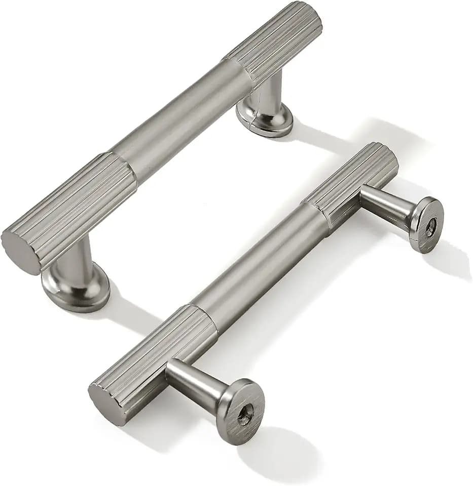 khtumeware 3-1/2 Inch(89mm) Hole Center 10 Pack Brushed Satin Nickel Cabinet Pulls Heavy Duty Soild Kitchen Drawer Handles Cabinet Hardware for Cupboard Drawer Handles Dresser Pulls