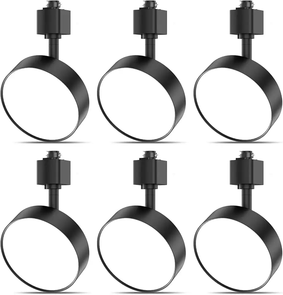 Diffuse LED Track Lighting Heads H Type, 12W 3000K, 6 Pack Black
