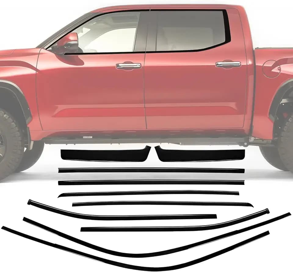 Black Window Trim for Tundra CrewMax 2022-2026 Chrome Delete Blackout Kit