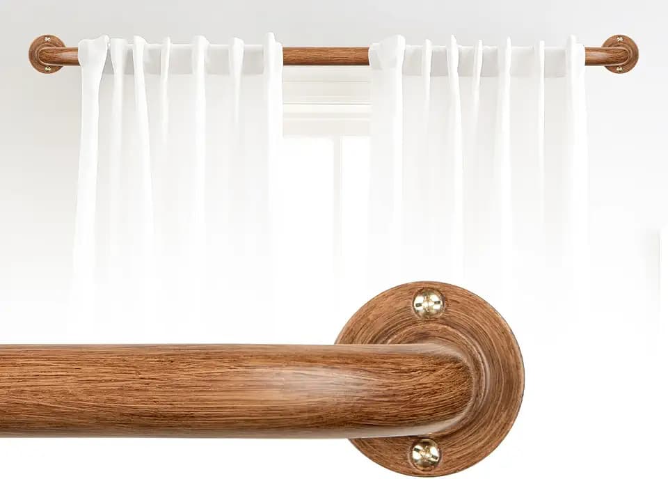 1" Wood Blackout Wrap Around Curtain Rod,Heavy Duty Adjustable,28-60"
