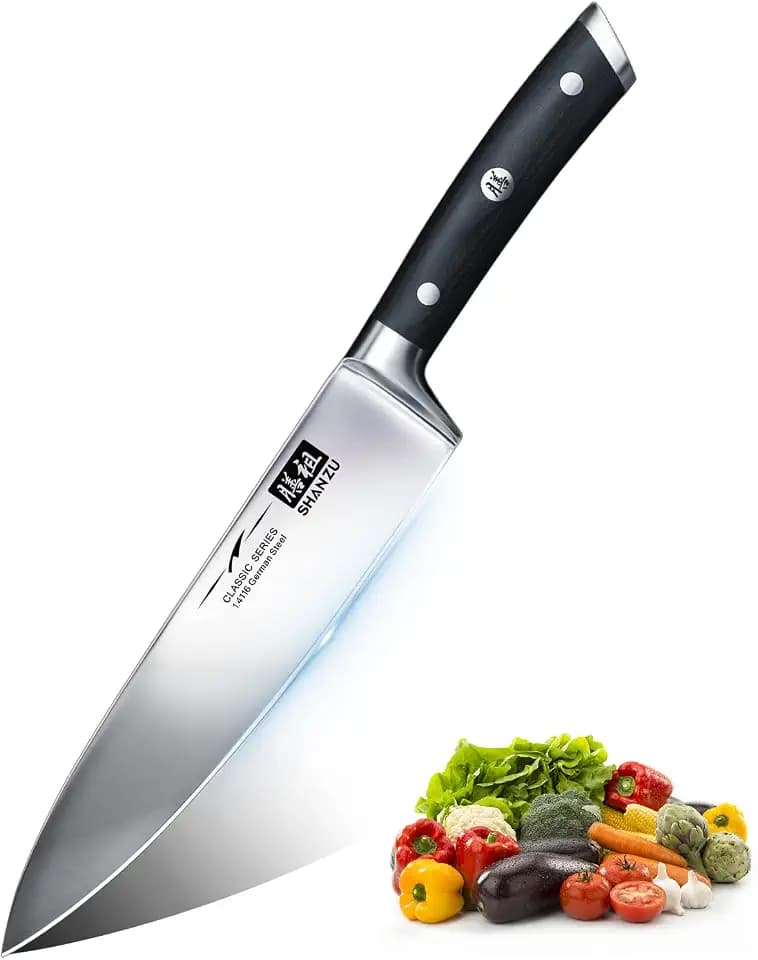 SHAN ZU Kochmesser 20cm Deutscher Edelstahl, Profi Küchenmesser Scharf