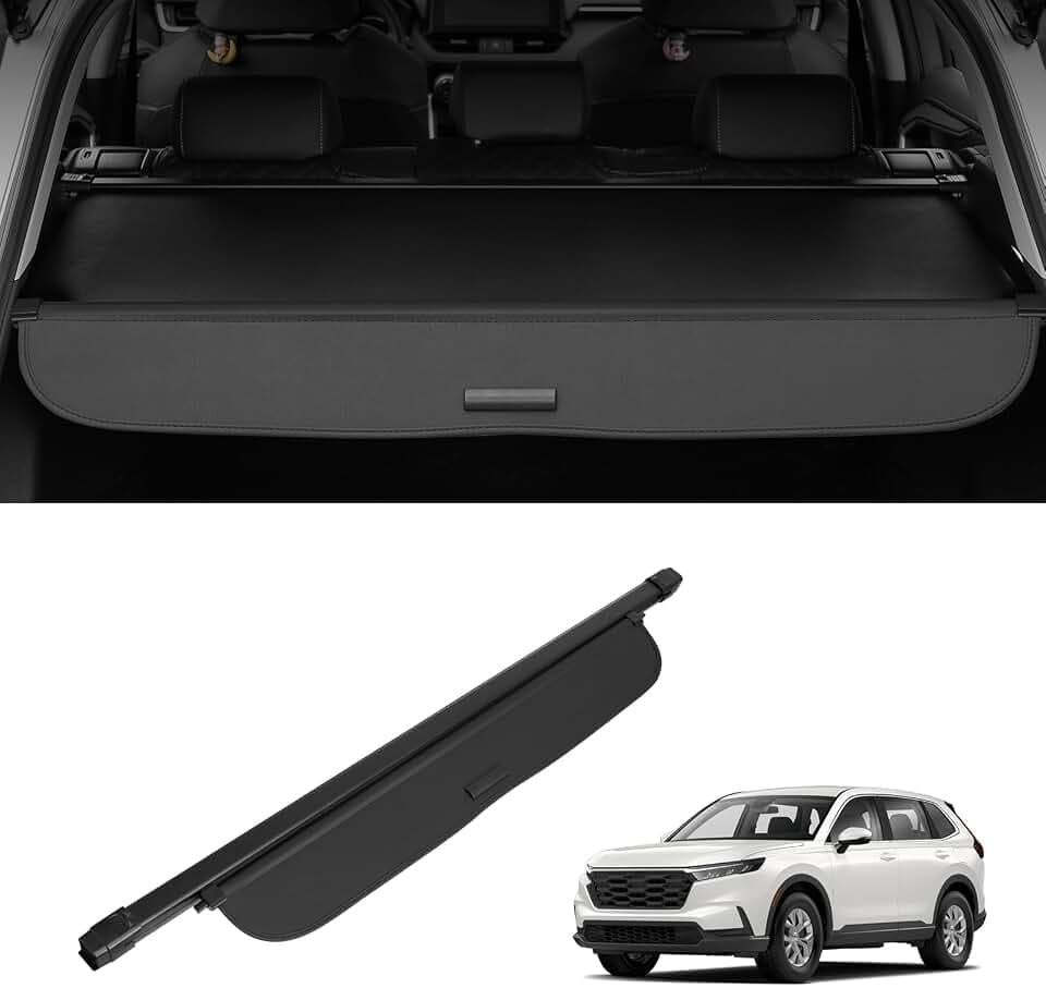 VEVOR Einziehbare Laderaumabdeckung, wasserfeste Kofferraumabdeckung, Sicherheitsschutz für Honda CRV 2023-2025 5-Seater, UV-beständige Kofferraumabdeckung aus Aluminiumlegierung & PVC-Lederstruktur